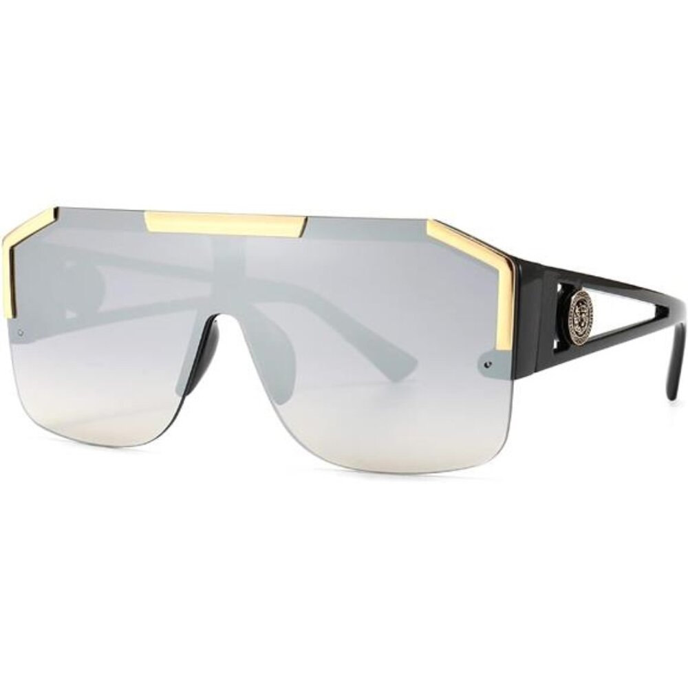 Square Oversized Sunglasses Flat Top Shield Sun Glasses for Men Women One Lens